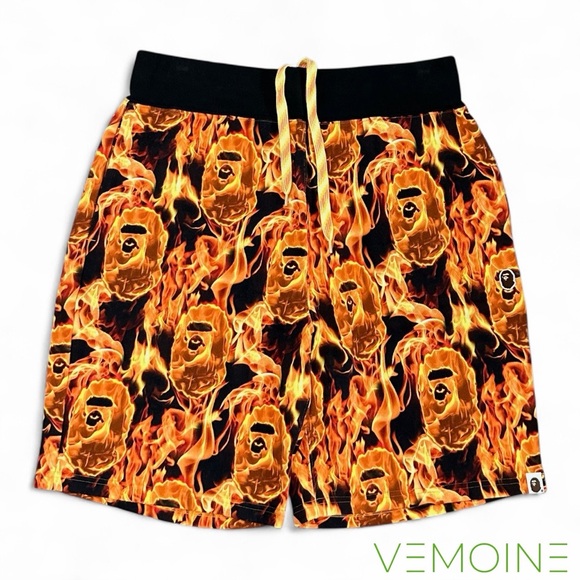 A Bathing Ape Bape Flame Camo Sweatshorts - Picture 1 of 11